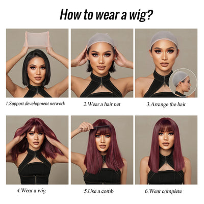 Long Curly Wine Burgundy Red Synthetic Wigs with Long Bangs for Women Afro Deep Wave Cosplay Party Natural Hair Heat Reisitant
