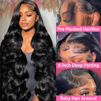 30 inch 13x4 Lace Front Human Hair Wigs Body Wave 13x6 HD Lace Frontal Wig 100% Human Hair Wigs Brazilian Curly Wigs