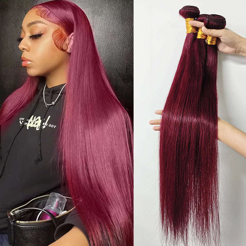Burgundy Straight Human Hair Bundle