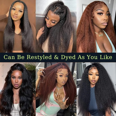 250% Kinky Straight Glueless Wig Ready To Wear And Go 13x6 Hd Yaki Straight Lace Front Human Hair Wigs For Women 30 36 Inch