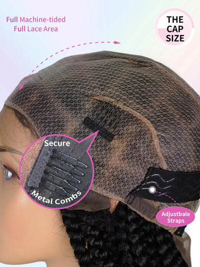 36" Big Square Synthetic Knotless Box Braided Wigs For Black Women Full Lace Front Wig Braided Wig With Baby Hair Braid Wigs