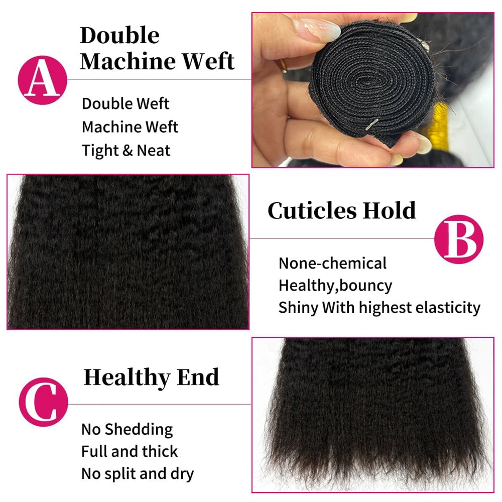 Kinky Straight Human Hair Bundles – Natural Yaki Texture - JoySky Hair