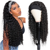 Water Wave Headband Wig For Women Curly Wave Human Hair Headband Wigs None Lace Wigs Easy To Wear Wigs Natural Color 12"and 32"