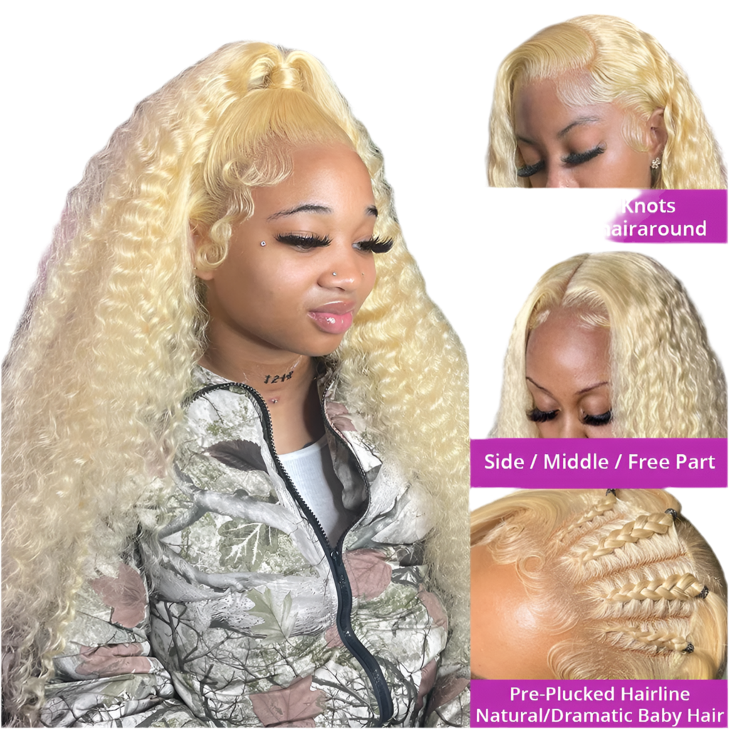 250 Density 30 Inch Deep Wave 613 Hd Lace Frontal Wig 13x6 Blonde Lace Front Human Hair Wigs 100% Colored Curly Wigs For Woman