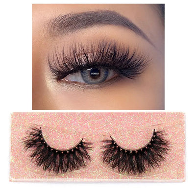FOXESJI Mink Eye Lashes Fluffy Dramatic Wispy Cross False Eyelashes Strip Lashes Extension Natural Soft 3D Mink Eyelashes Makeup