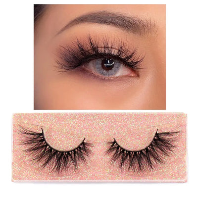 FOXESJI Mink Eye Lashes Fluffy Dramatic Wispy Cross False Eyelashes Strip Lashes Extension Natural Soft 3D Mink Eyelashes Makeup