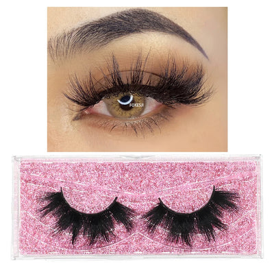 FOXESJI Mink Eye Lashes Fluffy Dramatic Wispy Cross False Eyelashes Strip Lashes Extension Natural Soft 3D Mink Eyelashes Makeup
