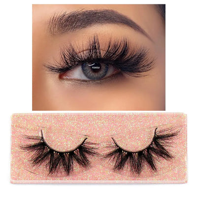 FOXESJI Mink Eye Lashes Fluffy Dramatic Wispy Cross False Eyelashes Strip Lashes Extension Natural Soft 3D Mink Eyelashes Makeup