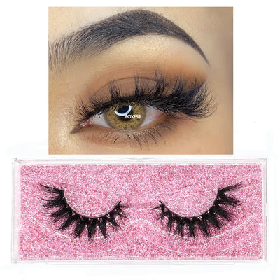 FOXESJI Mink Eye Lashes Fluffy Dramatic Wispy Cross False Eyelashes Strip Lashes Extension Natural Soft 3D Mink Eyelashes Makeup