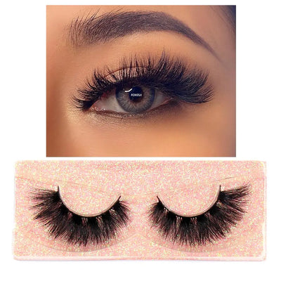 FOXESJI Mink Eye Lashes Fluffy Dramatic Wispy Cross False Eyelashes Strip Lashes Extension Natural Soft 3D Mink Eyelashes Makeup