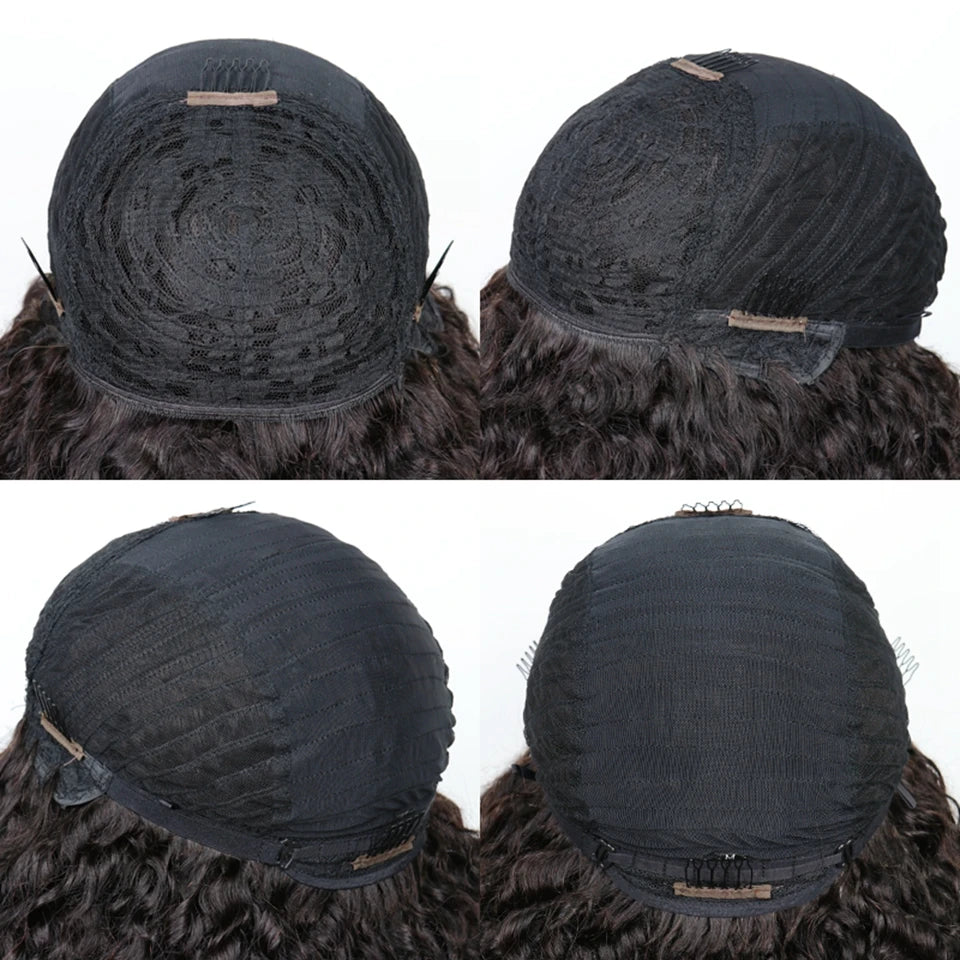 Afro Kinky Curly Human Hair Wig with Bangs