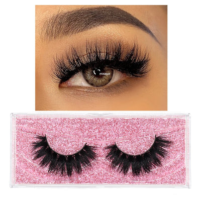 FOXESJI Mink Eye Lashes Fluffy Dramatic Wispy Cross False Eyelashes Strip Lashes Extension Natural Soft 3D Mink Eyelashes Makeup