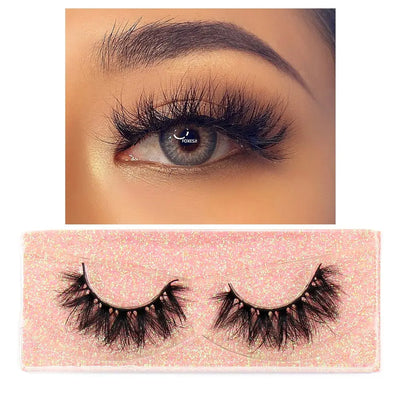 FOXESJI Mink Eye Lashes Fluffy Dramatic Wispy Cross False Eyelashes Strip Lashes Extension Natural Soft 3D Mink Eyelashes Makeup