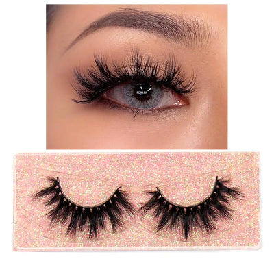 FOXESJI Mink Eye Lashes Fluffy Dramatic Wispy Cross False Eyelashes Strip Lashes Extension Natural Soft 3D Mink Eyelashes Makeup