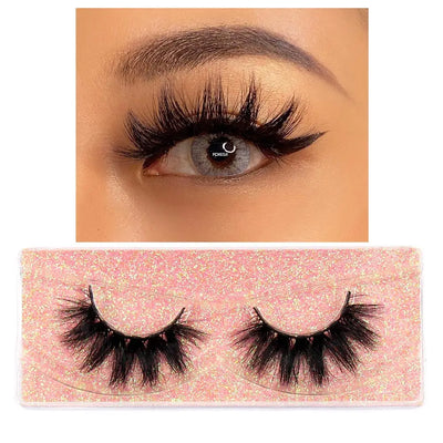 FOXESJI Mink Eye Lashes Fluffy Dramatic Wispy Cross False Eyelashes Strip Lashes Extension Natural Soft 3D Mink Eyelashes Makeup
