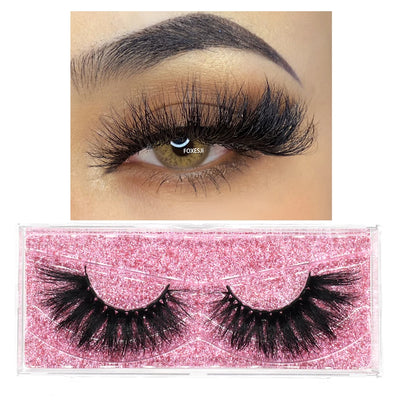 FOXESJI Mink Eye Lashes Fluffy Dramatic Wispy Cross False Eyelashes Strip Lashes Extension Natural Soft 3D Mink Eyelashes Makeup