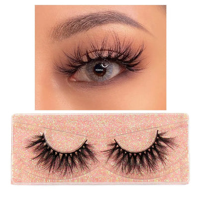 FOXESJI Mink Eye Lashes Fluffy Dramatic Wispy Cross False Eyelashes Strip Lashes Extension Natural Soft 3D Mink Eyelashes Makeup