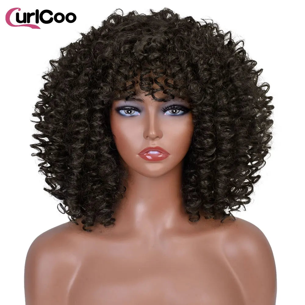 Short Afro Kinky Curly Wig with Bangs - JoySky Hair
