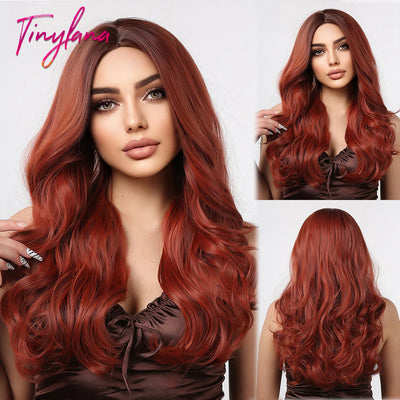 Long Curly Wine Burgundy Red Synthetic Wigs with Long Bangs for Women Afro Deep Wave Cosplay Party Natural Hair Heat Reisitant