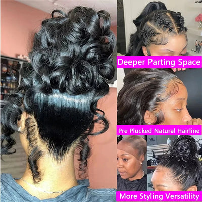SoGreat 360 Lace Wig Invisible Drawstring Loose Body Wave Body Wave Human Hair Wigs Natural Black Wig Pre-Plucked Brazilian Hair