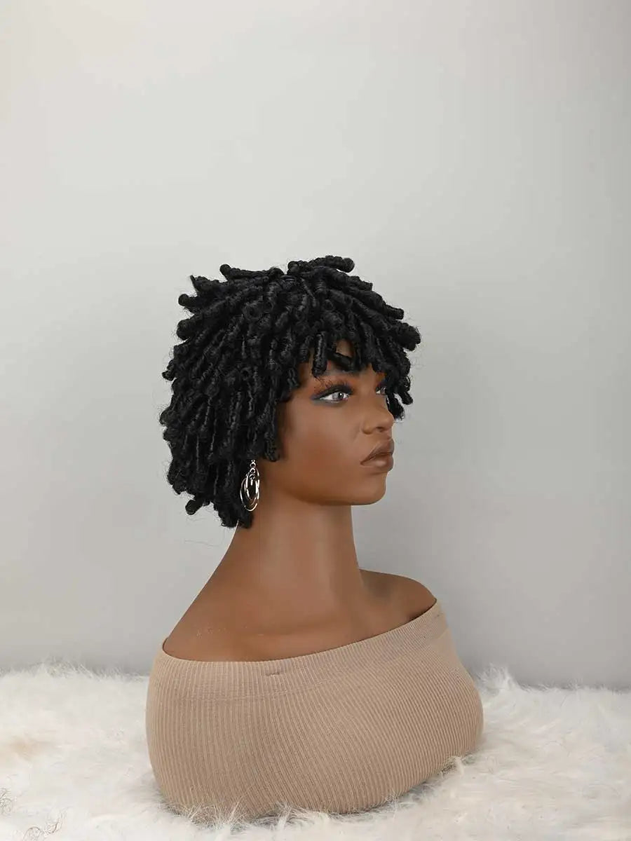 Short Afro Faux Braided Dreadlock Wig