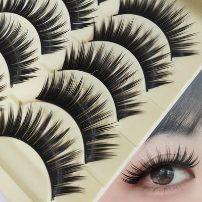 5 Paris Cat Eye False Eyelashes Long Thick Cosplay Fake Eye Lashes Extension Smokey Natural Makeup Handmade Reusable
