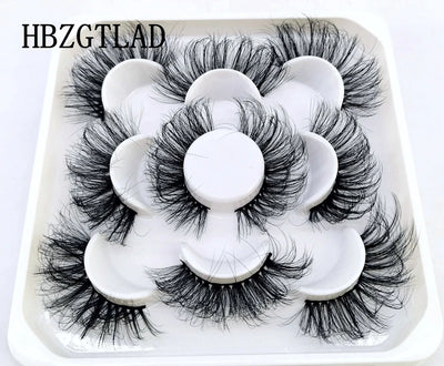 HBZGTLAD New 5 Pairs 25mm 3d Mink Lashes Faux Mink Lash Wispy Thick Natural Full Strip Lashes