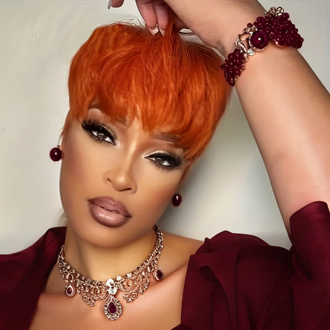 Straight Pixie Cut Human Hair Wig with Bangs - JoySky Hair