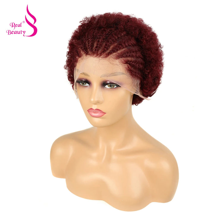 Afro Kinky Curly Braided Lace Front Wig - JoySky Hair