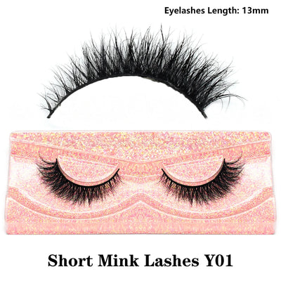 FOXESJI Real Mink Fluffy Short Eye Lashes Extension Wispy Soft Natural Short False Eyelashes Daily Wear Full Strip Lashes Makeup