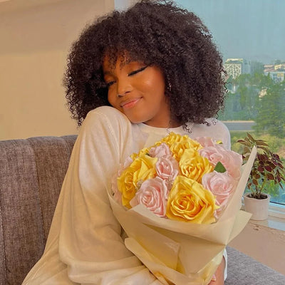 Afro Kinky Curly Human Hair Wigs With Bangs For Black Women Brazilian 100% Human Hair Remy Full Machine Made Hair 180% Density