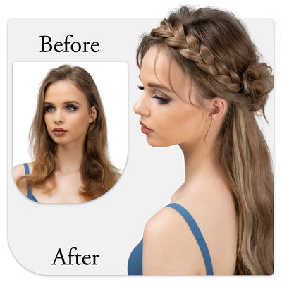 SARLA Synthetic Fishtail Braids Headband Hair With Adjustable Belt Plaited Hairband Bohemian Style Women Hairstyle Hairpieces