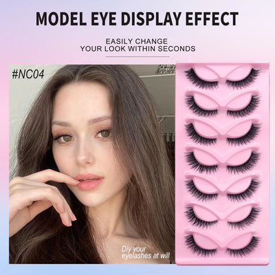 VELTRINAY Cat Eye False Eyelashes Natural Voume Fake Eyelash Faux Mink Eye Lashes Clear Eyelash Band Fake Lashes Makeup