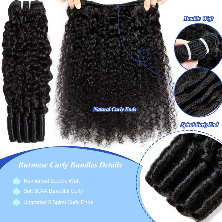 Deep Curly Burmese Human Hair Bundles - JoySky Hair