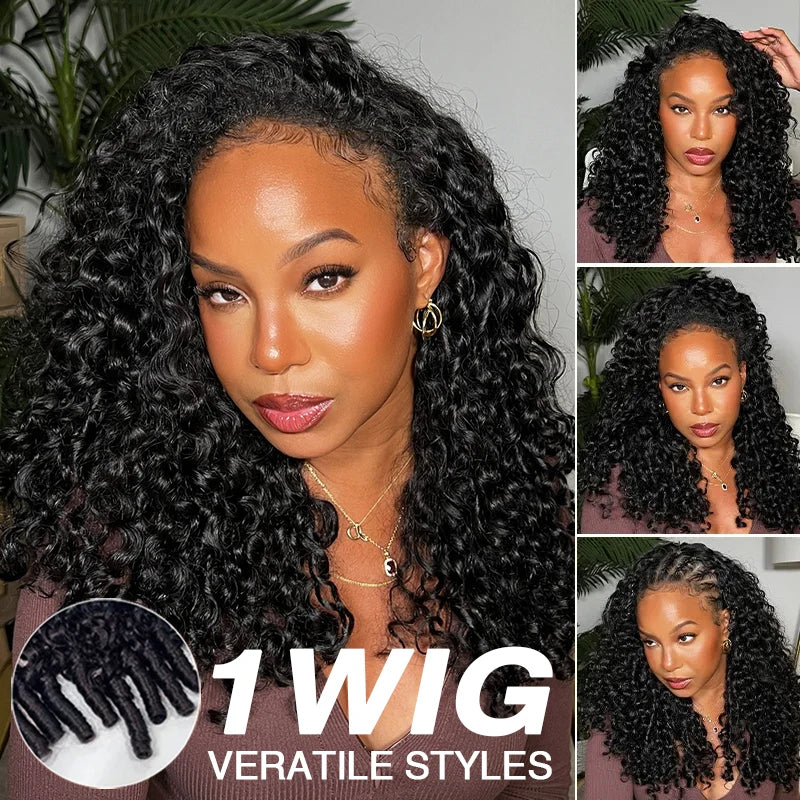 Burmese Curly Human Hair Wigs For Women Brazilian 4C Afro Kinky Culry 3 IN 1 Half Wig 100% Human Hair Wigs On Sale 300% Density