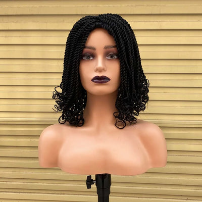 Box Braided Wigs For Black Women Crochet Hair 2 Twist Ombre Bug African Synthetic Short Bob Braiding Hair Wig Extensions Hair