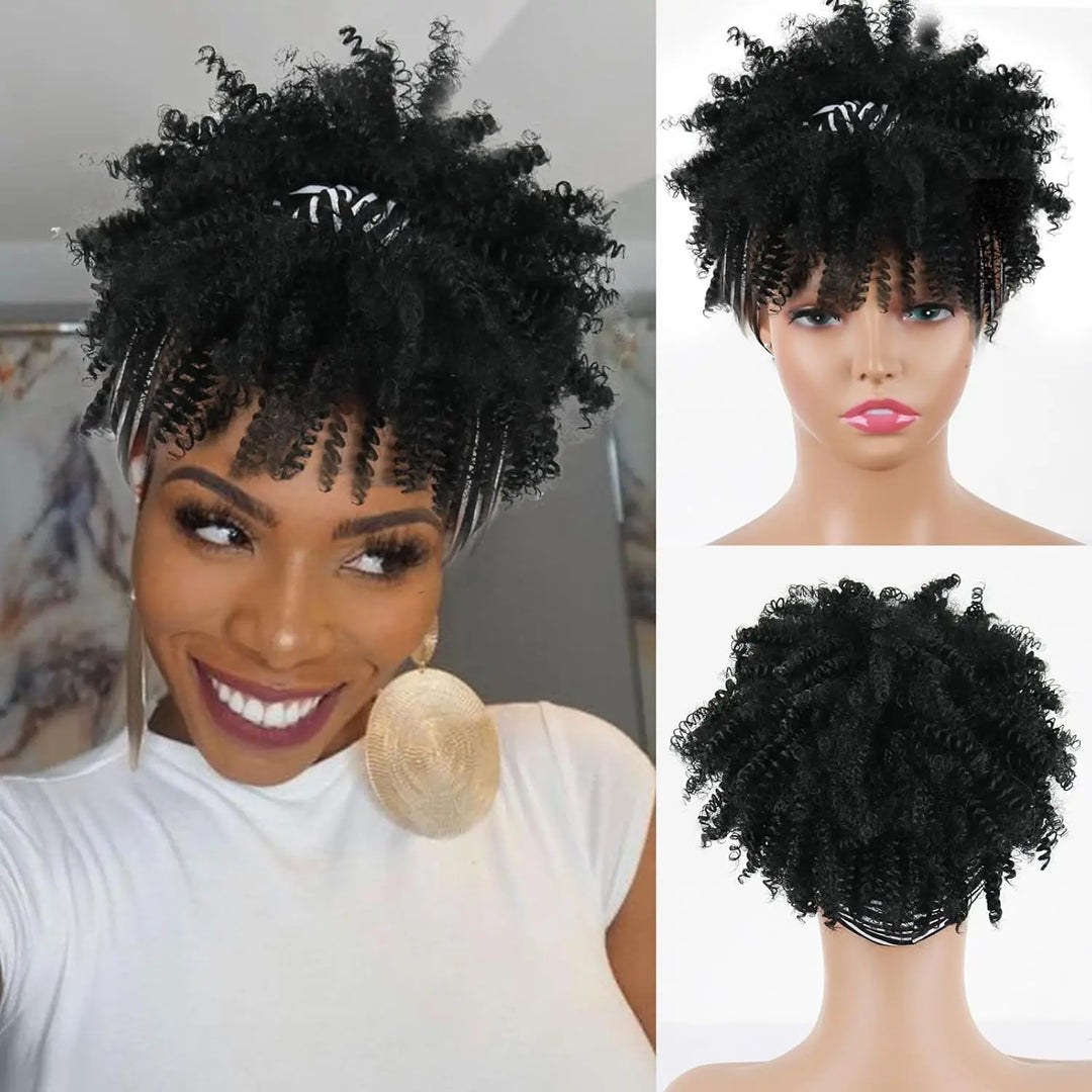 2-in-1 Curly Headband Synthetic Wig
