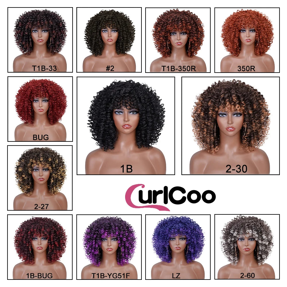 Short Afro Kinky Curly Wig with Bangs - JoySky Hair