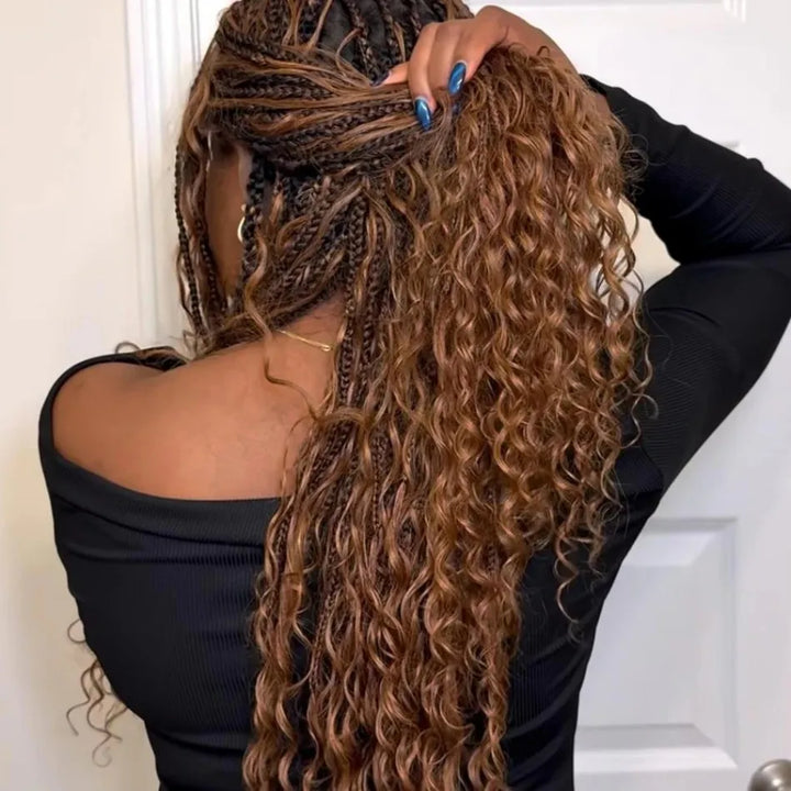 38-Inch Ombre Brown Knotless Braided 360 Lace Wig