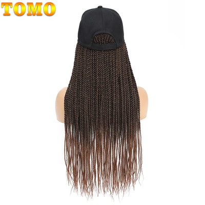 TOMO Baseball Cap Hat Wig Hair with Synthetic Crochet Braids for Women Long 24" Senegalese Twist Attached with Hat Wig for Girls