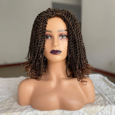 Box Braided Wigs For Black Women Crochet Hair 2 Twist Ombre Bug African Synthetic Short Bob Braiding Hair Wig Extensions Hair