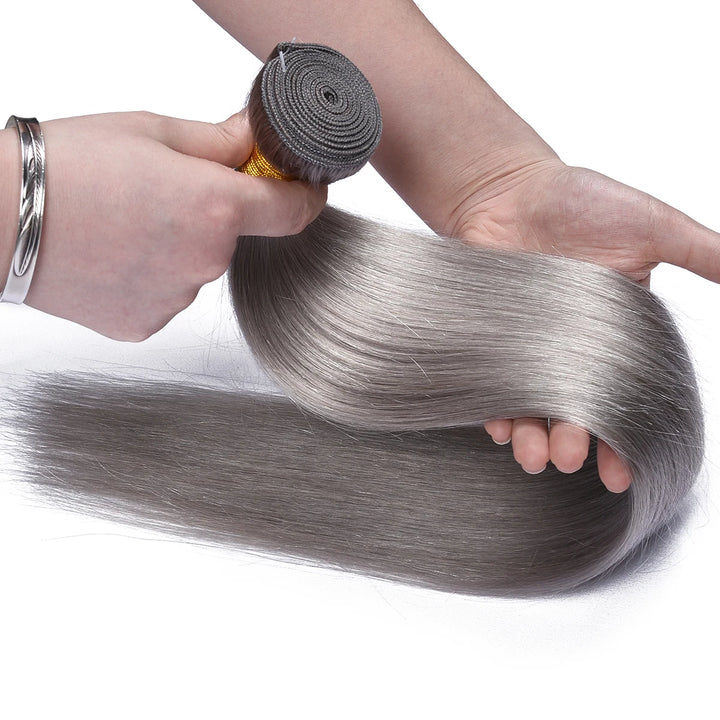 Gray Straight Human Hair Bundles - JoySky Hair