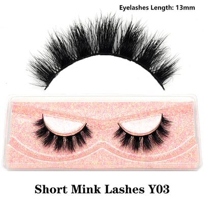 FOXESJI Real Mink Fluffy Short Eye Lashes Extension Wispy Soft Natural Short False Eyelashes Daily Wear Full Strip Lashes Makeup