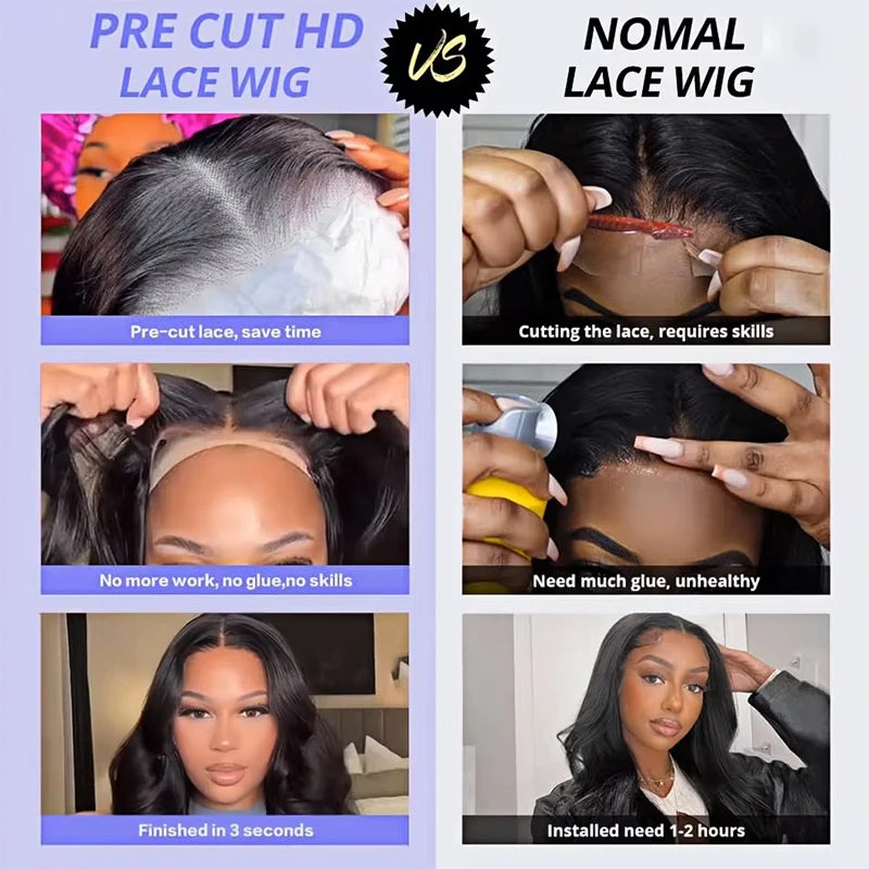 16Inch Wear And Go Glueless Bob Wig Human Hair Short Body Wave Lace Front Wigs Pre Cut Brazilian Hair 4x4 5X5 HD Lace Closure Wig For Women Short Bob Glueless Body wave Human Hair Wig  220% Density Pre-Plucked No Lace Front C