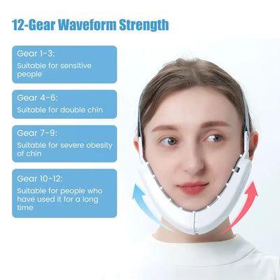 EMS Facial Massager V-Line Lift Up Belt Red Blue Light Face Slimming Vibration Massager Face Lifting Device Reduce Double Chin