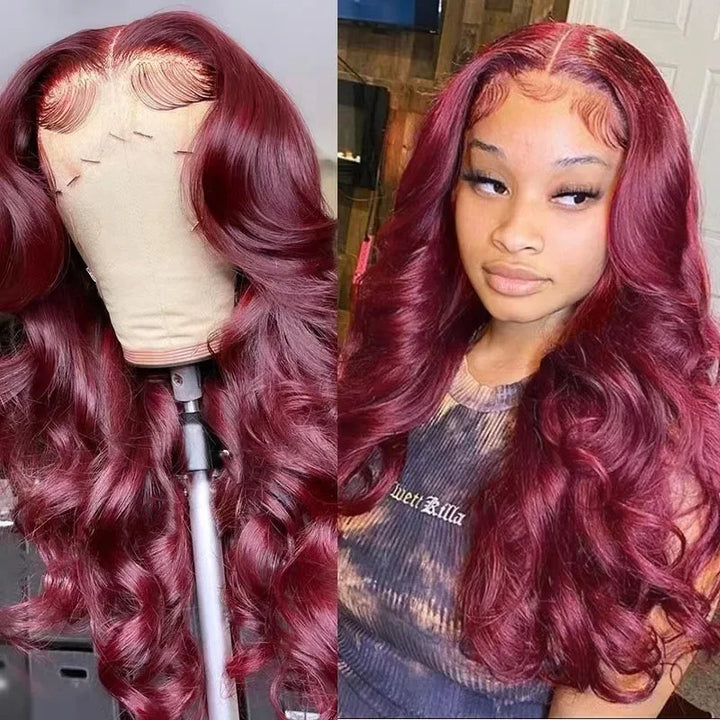 Wine Red Long Wavy Wig - JoySky Hair