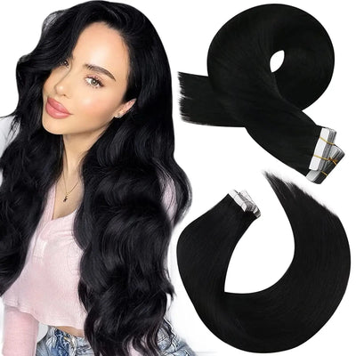 Moresoo Tape in Hair Extensions Balayage Remy Real Human Hair for Women Invisible Seamless PU Skin Weft Straight Hair Tape ins