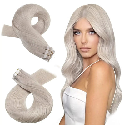 Moresoo Tape in Hair Extensions Balayage Remy Real Human Hair for Women Invisible Seamless PU Skin Weft Straight Hair Tape ins