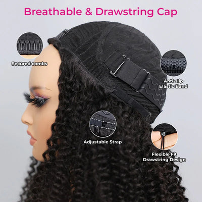 Burmese Curly Human Hair Wigs For Women Brazilian 4C Afro Kinky Culry 3 IN 1 Half Wig 100% Human Hair Wigs On Sale 300% Density