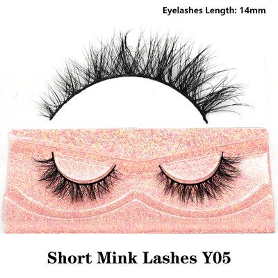 FOXESJI Real Mink Fluffy Short Eye Lashes Extension Wispy Soft Natural Short False Eyelashes Daily Wear Full Strip Lashes Makeup